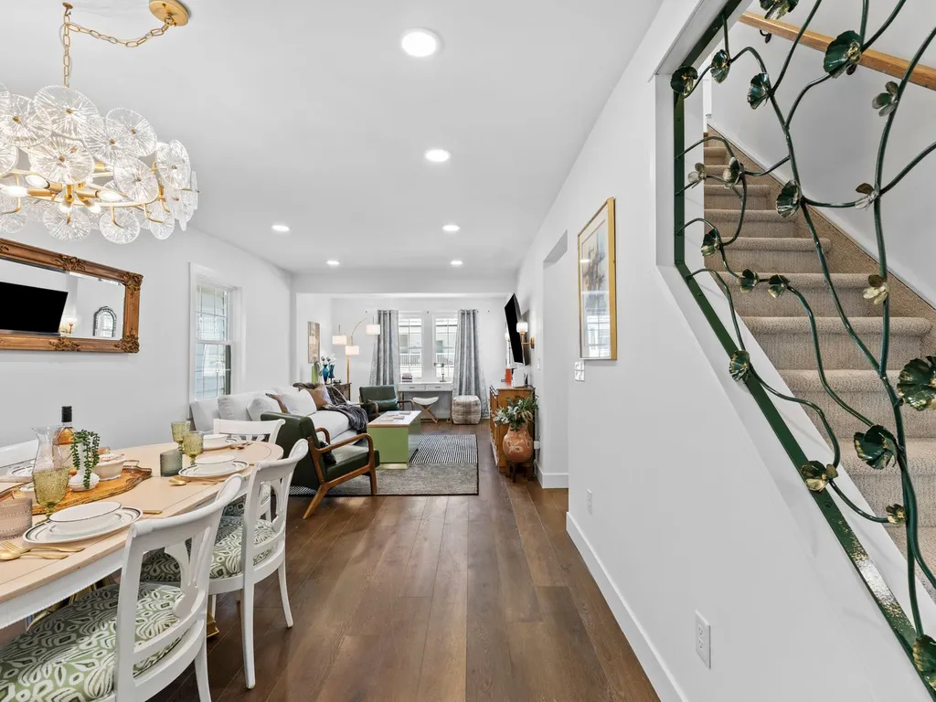 Living and Dining Area with 3rd level stairs