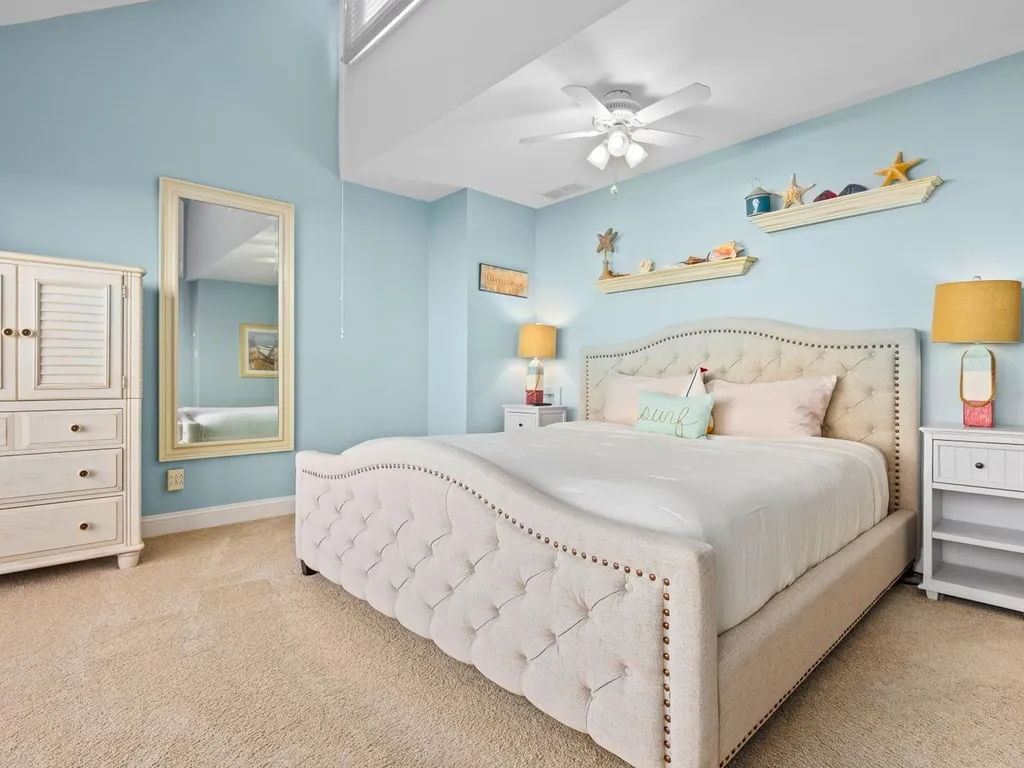 King master bedroom with private bathroom and balcony on top level