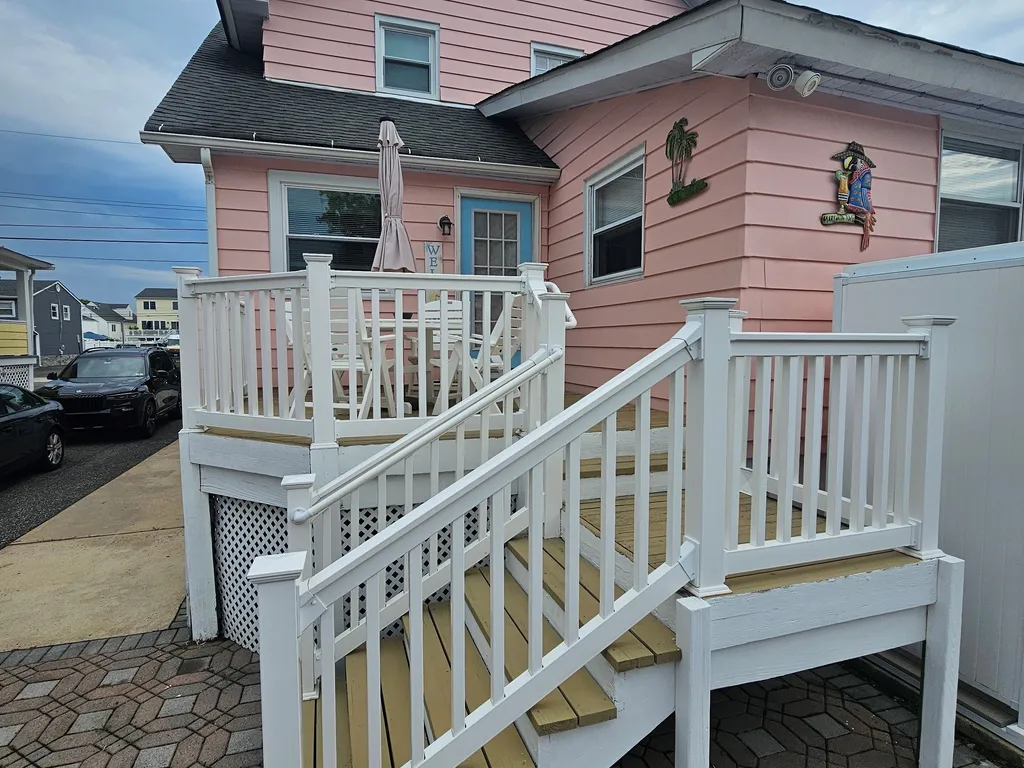 Apartment entrance and deck area