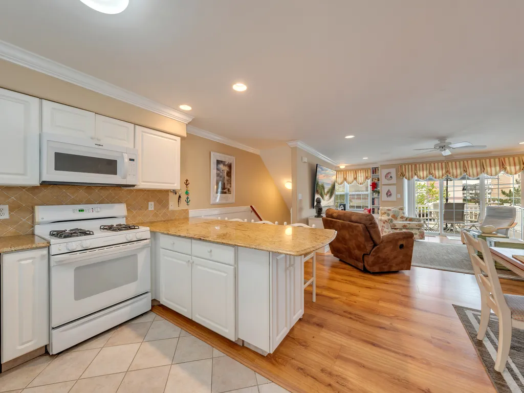 Kitchen with View of Living Room