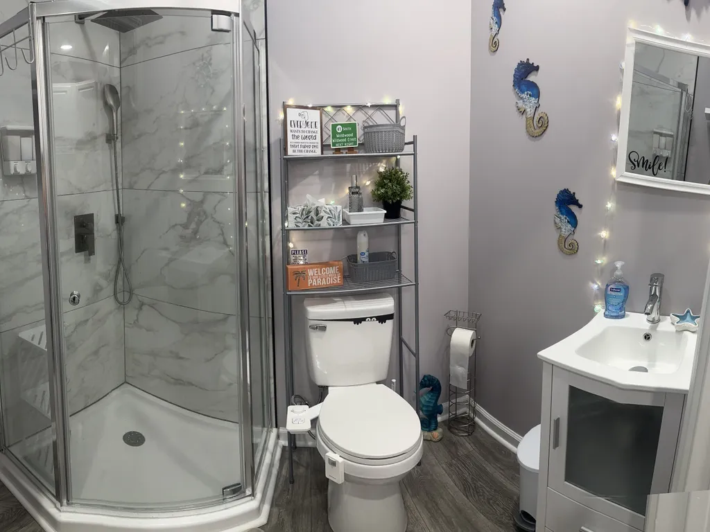 Bathroom with stand up shower 