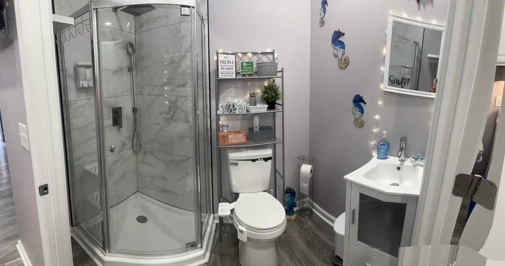 Bathroom with stand up shower 