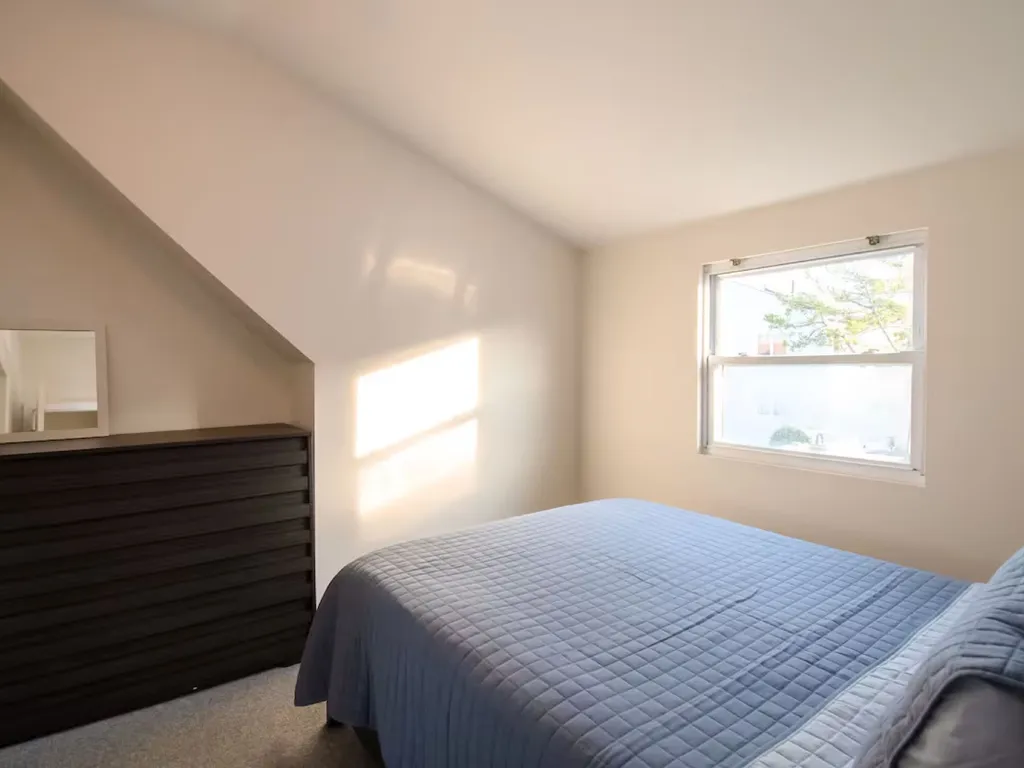 Bedroom with Queen size bed--Black out curtains and new unfrogged window has been added