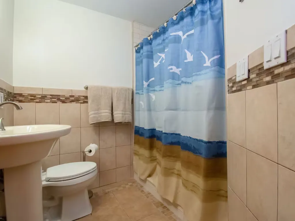 Towels are available. Located in the Blue Bedroom