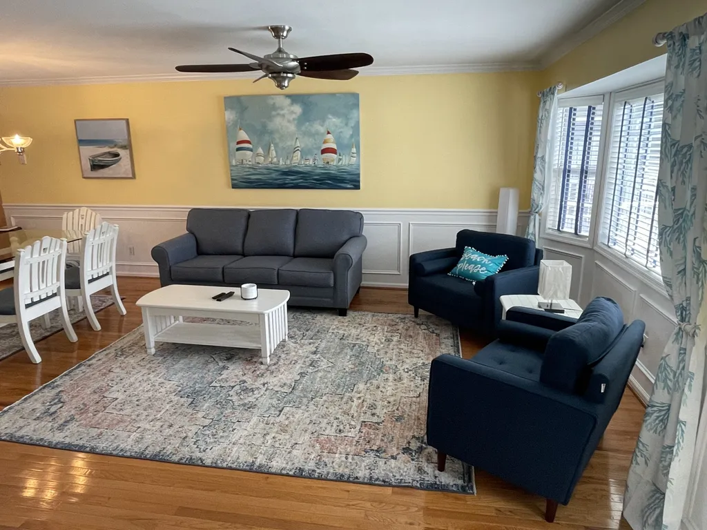 Living room with view of pull out queen sofa