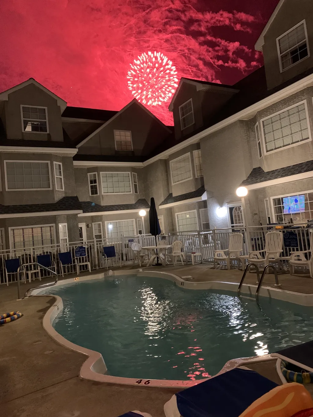 View of Fireworks from Pool