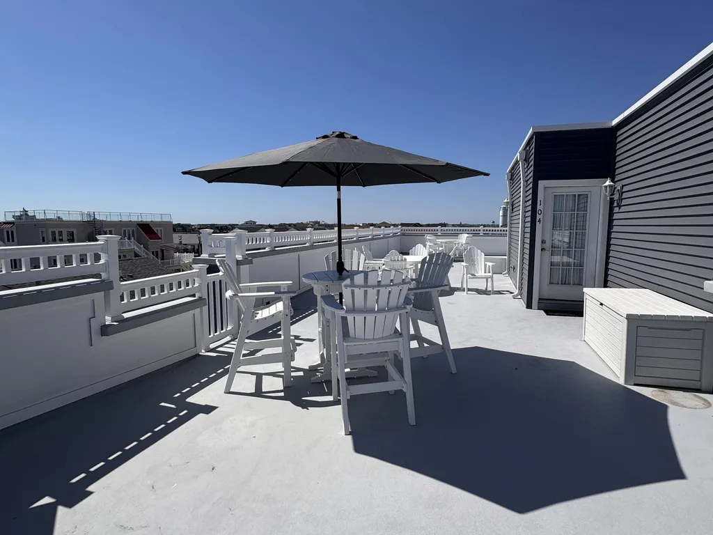 Access to the rooftop deck on the most upper floor.  Must take the stairs