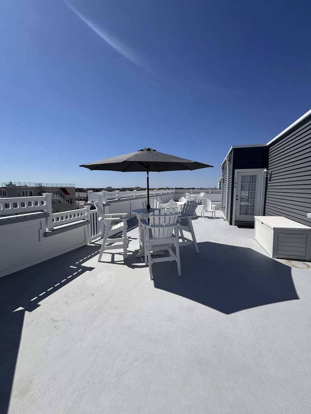 Access to the rooftop deck on the most upper floor.  Must take the stairs