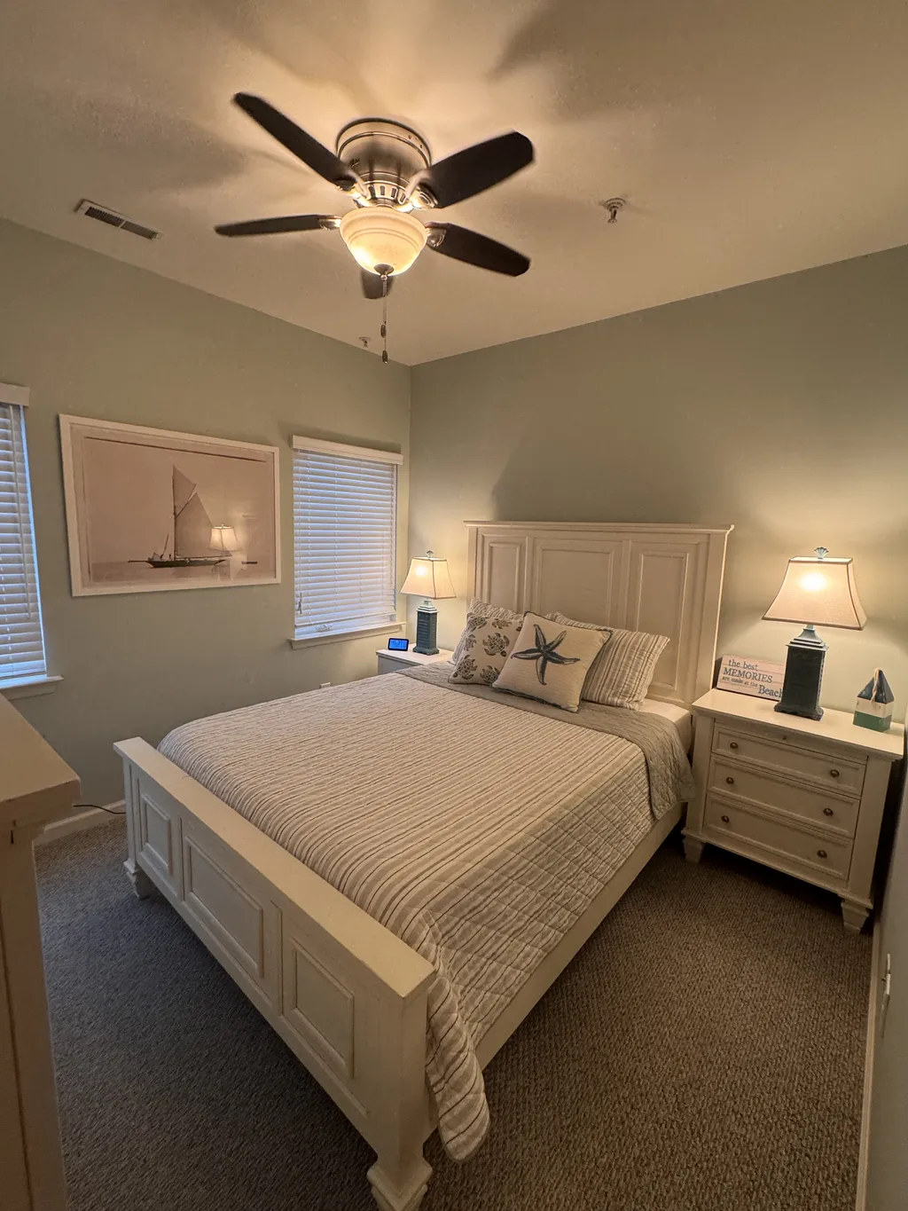 Bedroom #3 with Full Size bed, power tower on the nightstand and 43&amp;quot; smart TV
