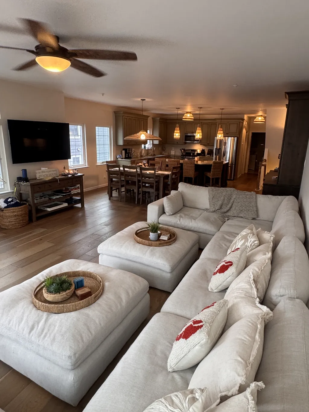 A large sectional sofa that seats family and friends
