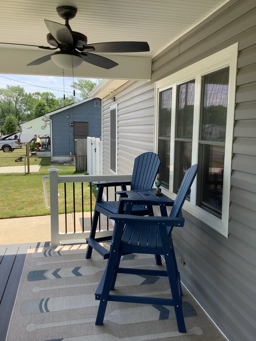 A peaceful outdoor space perfect for morning coffee and relaxing in the fresh air.