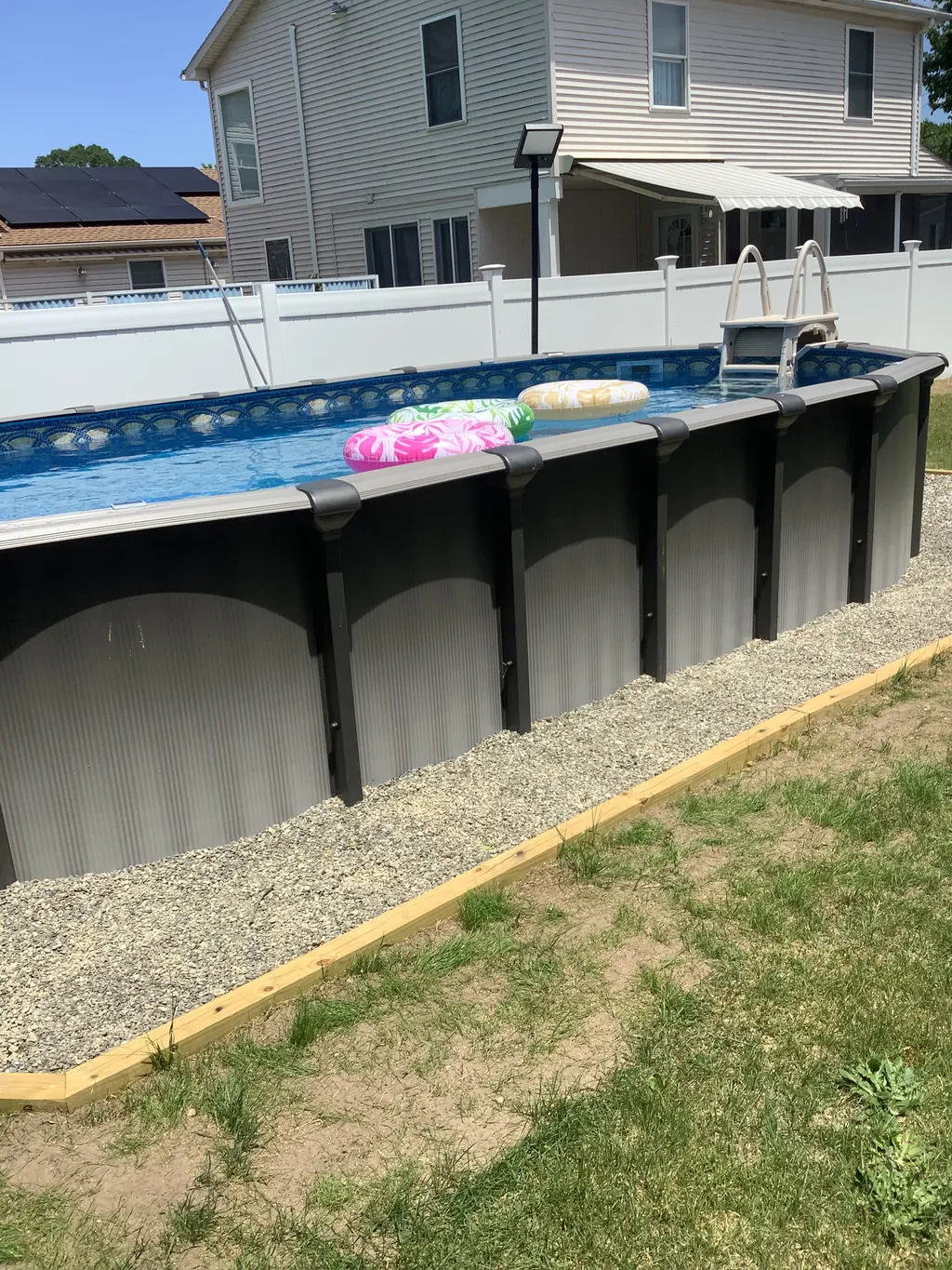 Cool off and have fun in the private above-ground pool, perfect for summer days!