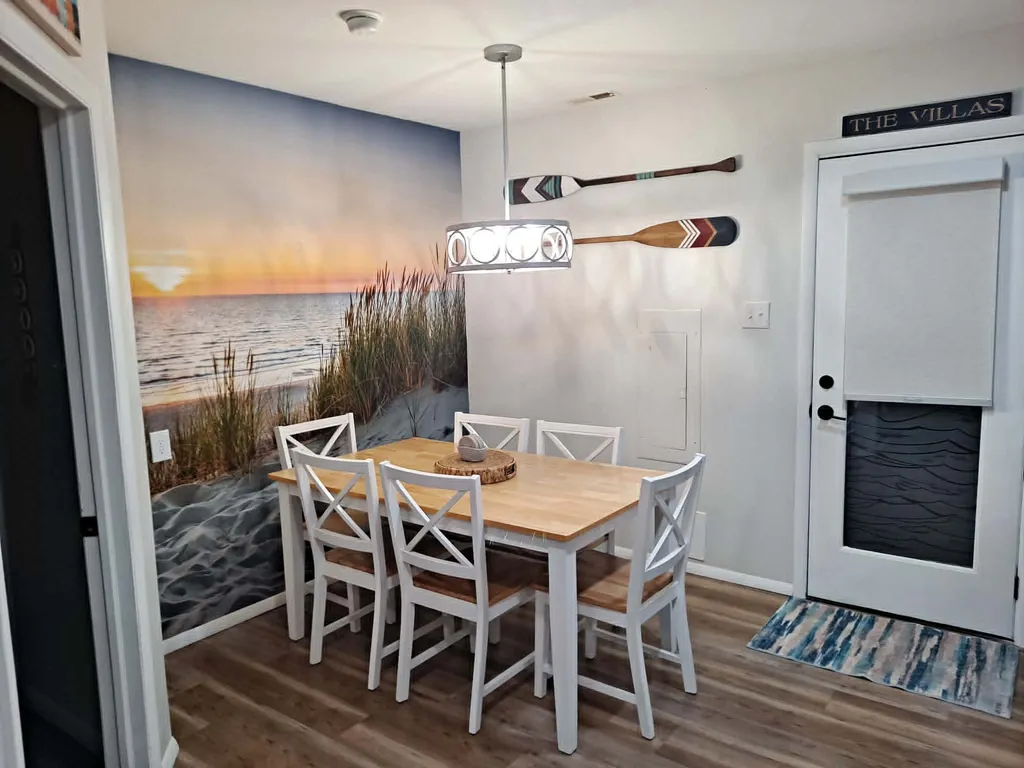 A bright and inviting dining space perfect for family meals and game nights.