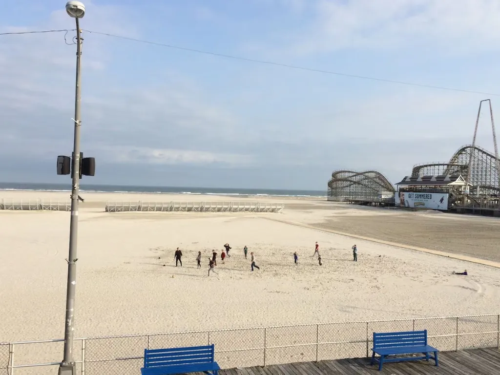 beach front view overlooking boards