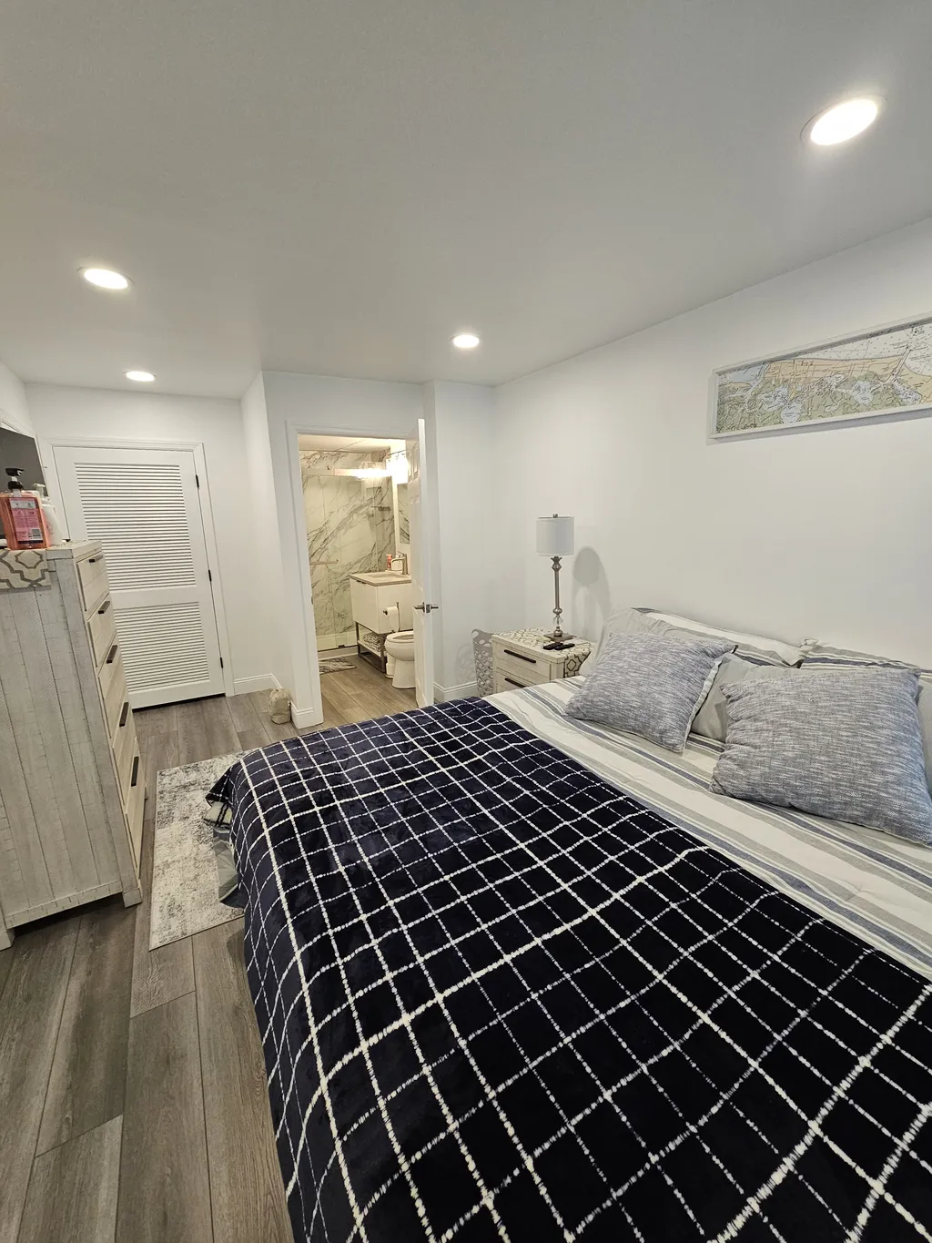 Master bedroom with king adjustable bed 