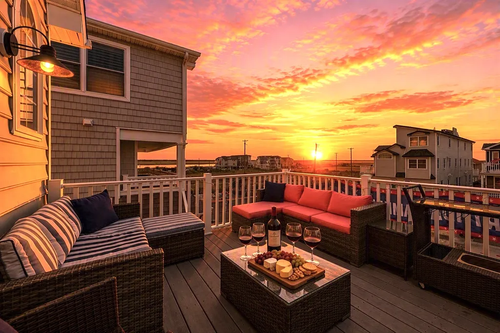 Enjoy happy hour and the gorgeous bay sunset 