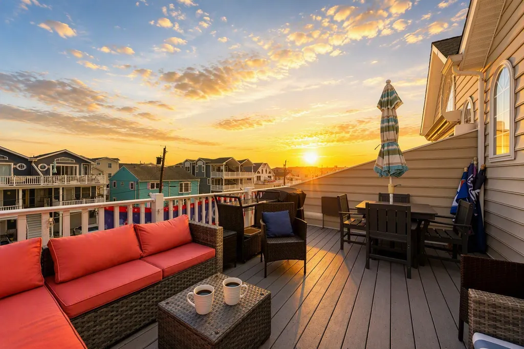 Third floor deck at sunrise