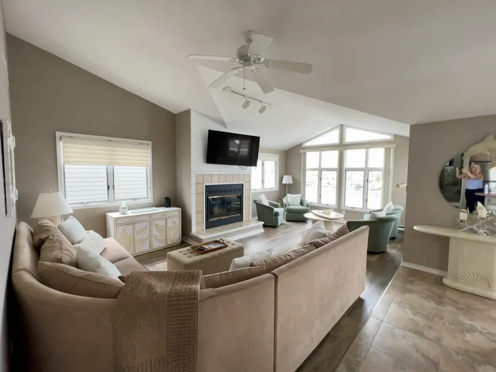 Living room  Roku TV pull out sofa