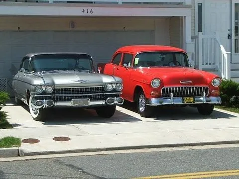 Parked in front of garage 