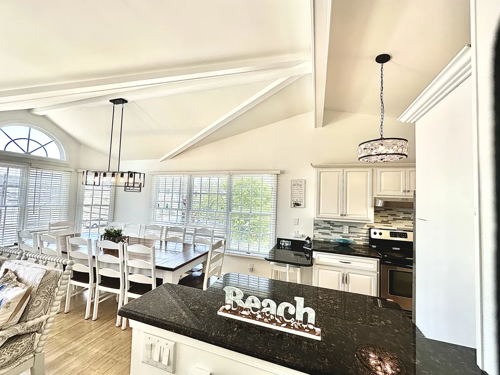 Open concept kitchen/living/dining area