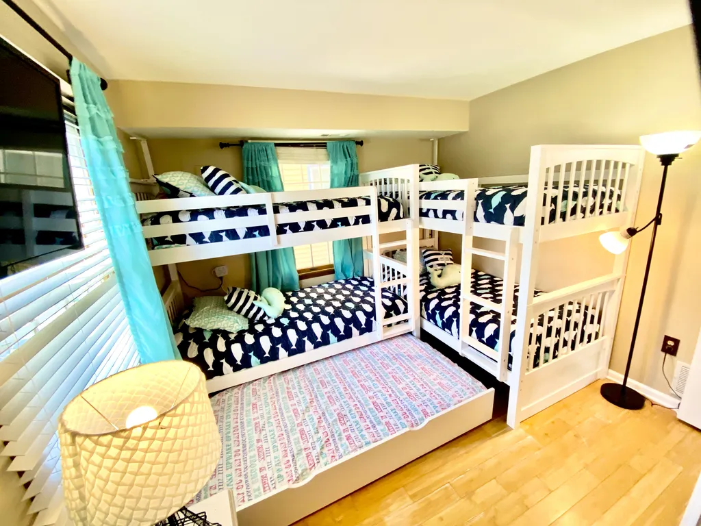 bedroom #3, 4 twin bunks, plus twin trundle (across from master)