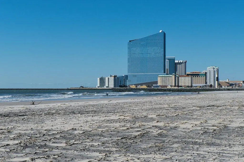 View of Atlantic City casinos from the beach