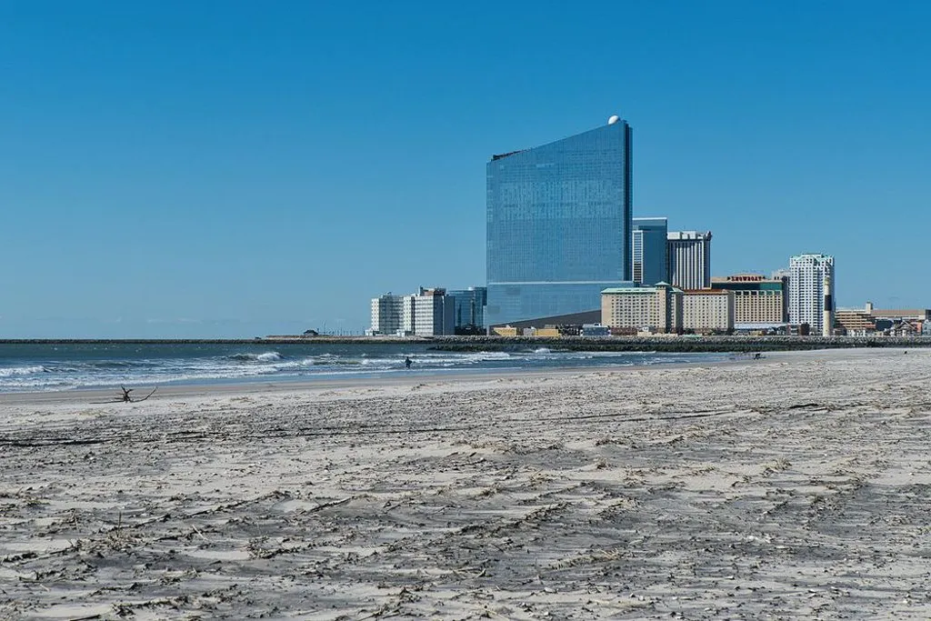 View of Atlantic City casinos from the beach