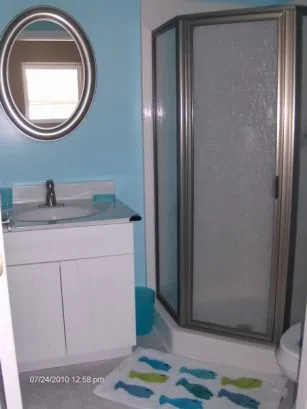 Bathroom 2 has a shower.